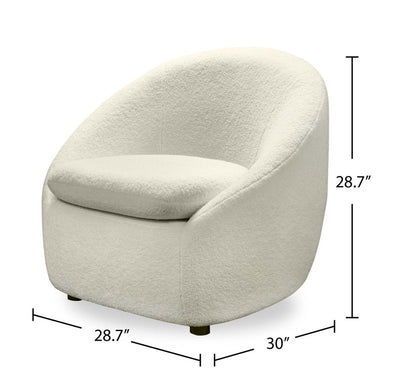 Chaise d'appoint incurvée en tissu bouclé Lola 28,7 avec coussin de siège amovible - Blanc | Fauteuil d'appoint courbé Lola de 28,7 po en tissu chenille bouclé avec coussin de siège amovible - blanc
