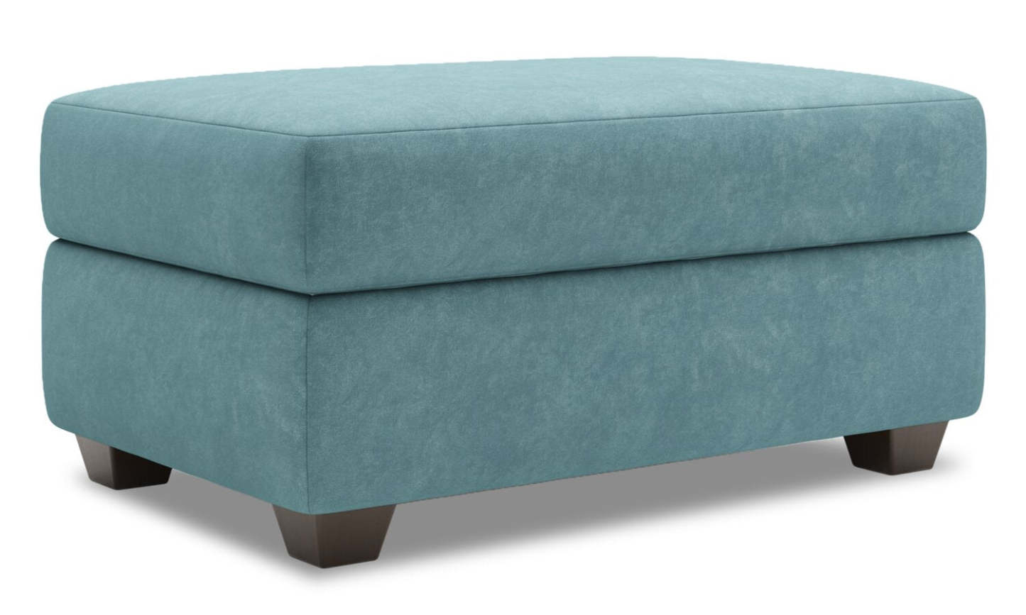 Fabriqué au Canada Pouf de rangement personnalisable The Trunk 39 en tissu de velours - bleu mer | Pouf de rangement The Trunk de Sofa Lab de 39 po fabriqué au Canada en tissu de velours - bleu mer | TRUN3288