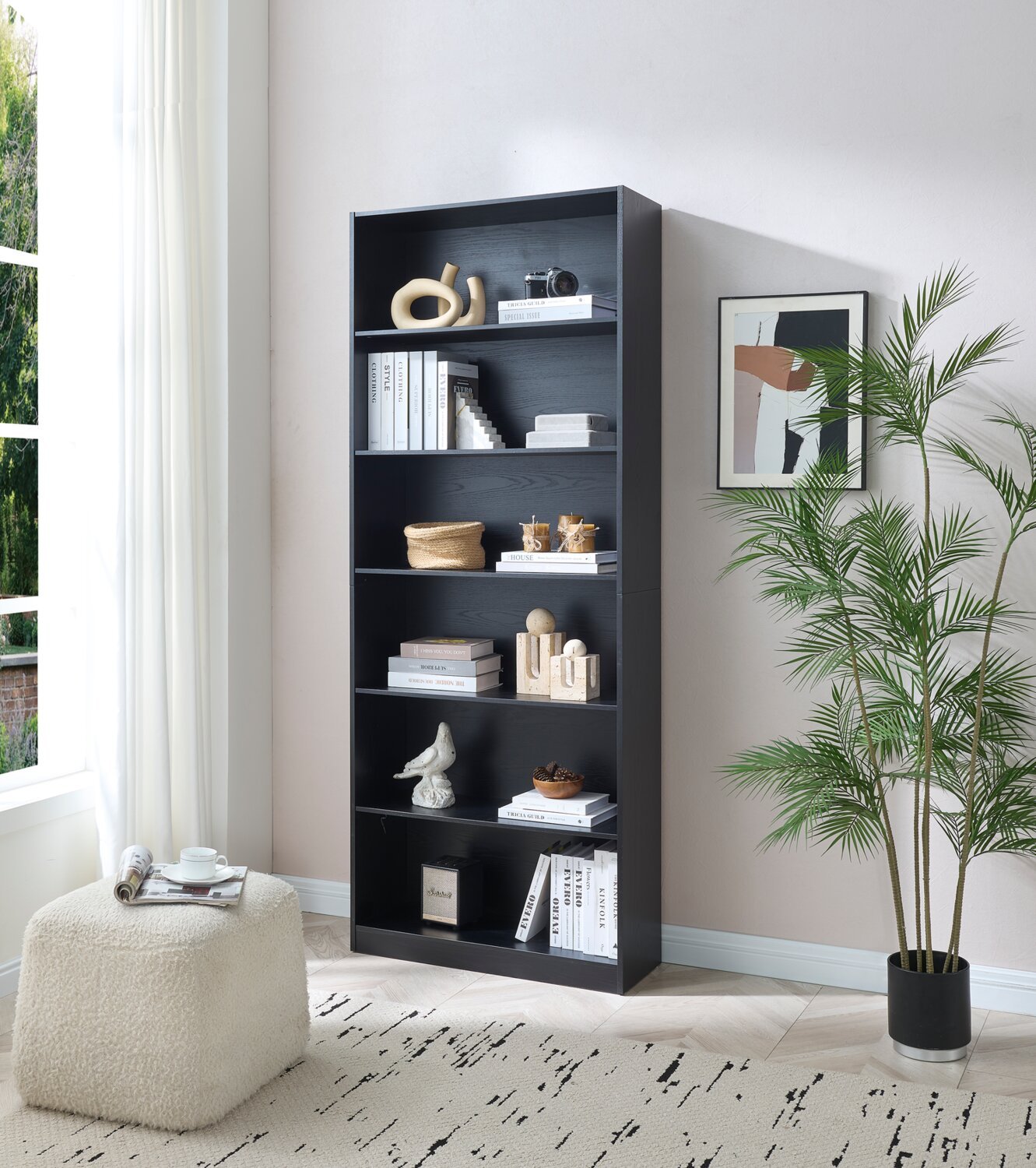 William 31.5 6-Shelf Bookcase - Black | Bibliothèque William de 31,5 po à 6 étagères - noire