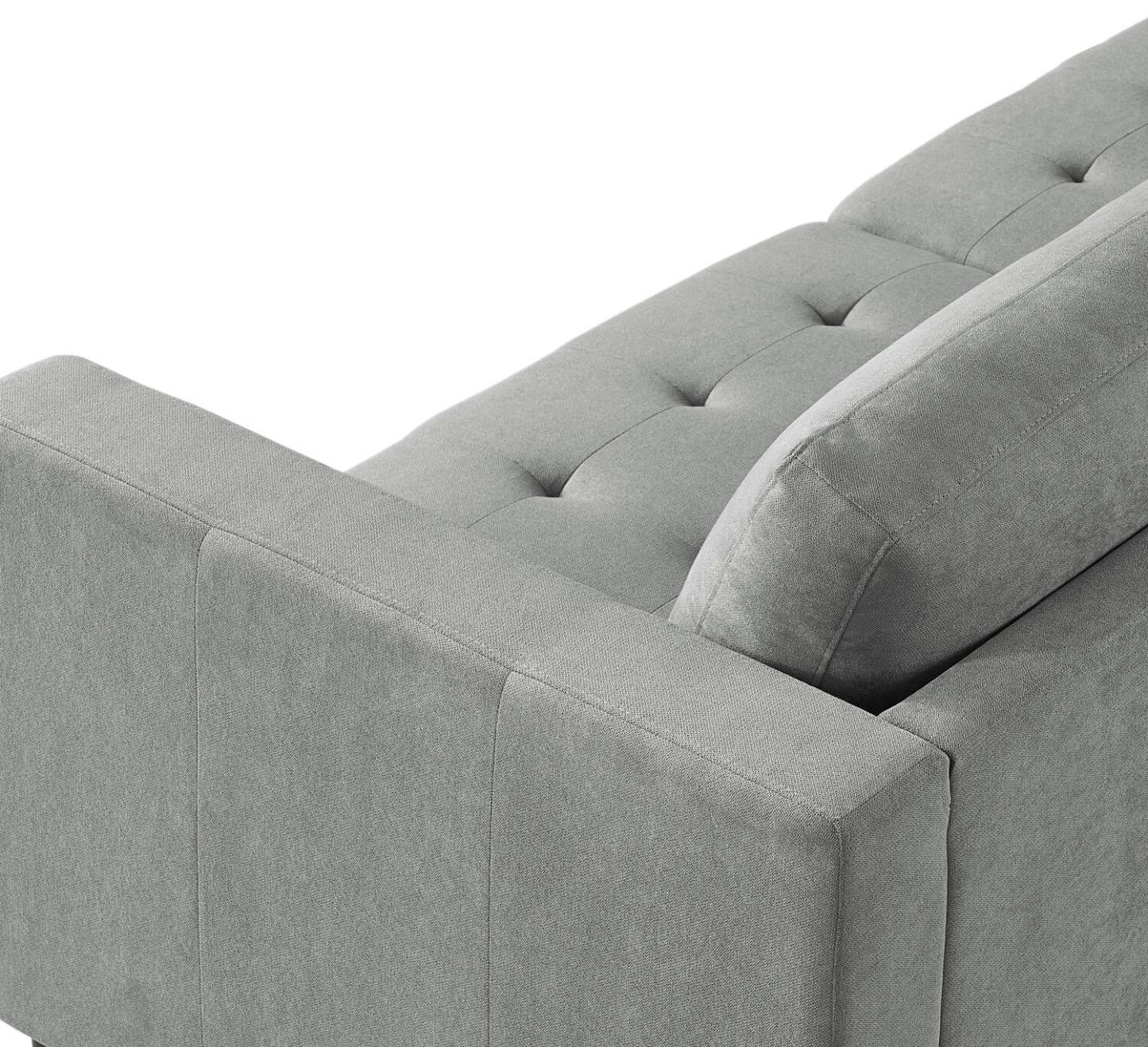 Sofa sectionnel de gauche Metro 2 pièces en tissu avec fauteuil long et coussins de siège capitonnés - gris