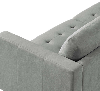 Sofa sectionnel de gauche Metro 2 pièces en tissu avec fauteuil long et coussins de siège capitonnés - gris