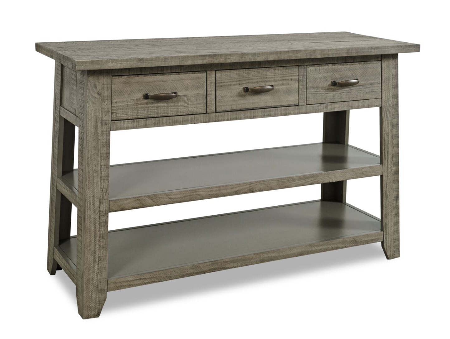 Colson 50 Rustic Sofa Table with Storage and Shelf - Driftwood | Table de salon rustique Colson de 50 po avec rangement et tablette - bois flotté