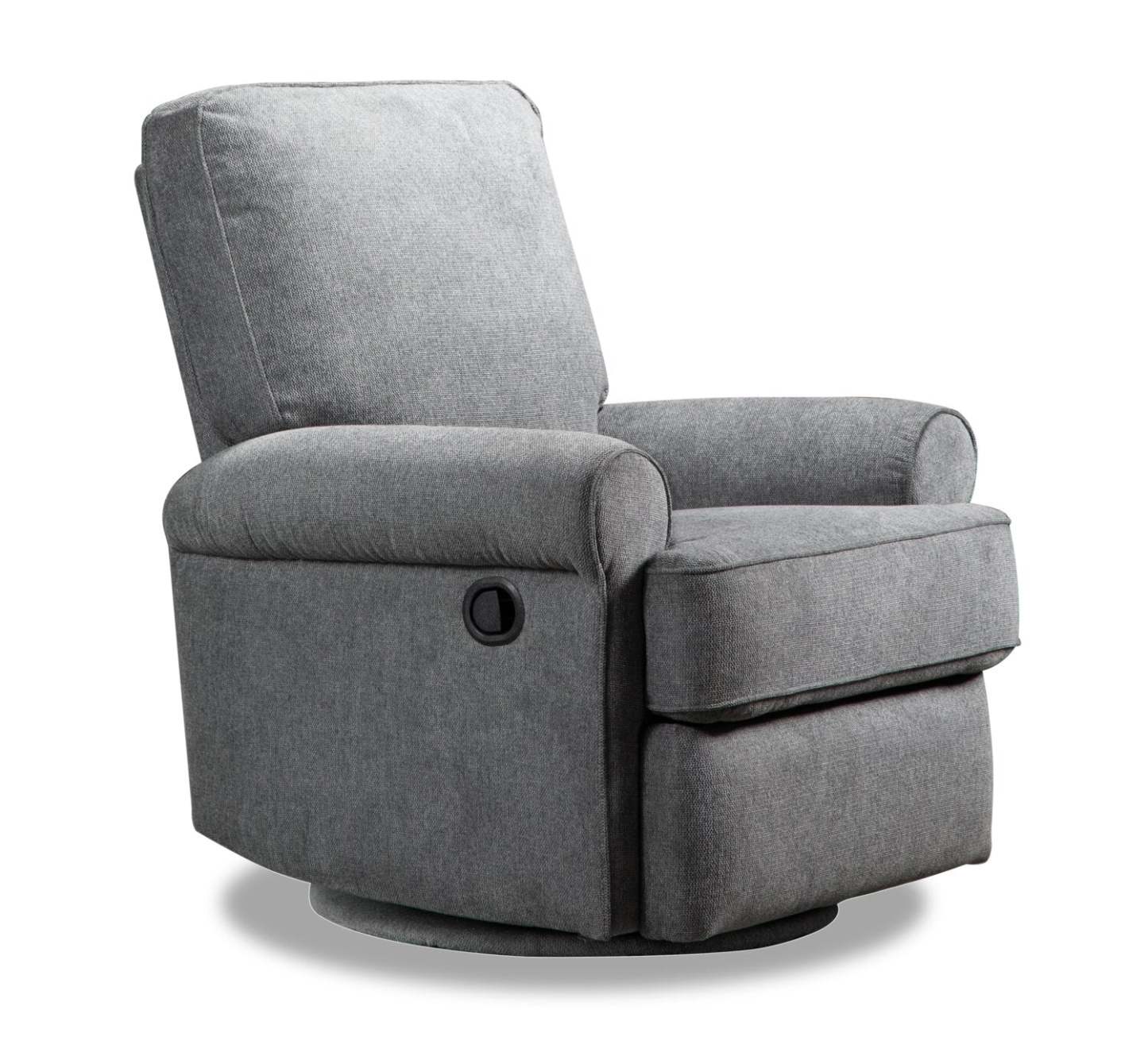 Bevin 34.4 Grey Chenille Fabric Swivel Glider Reclining Chair | Fauteuil pivotant, glissant et inclinable Bevin de 34,4 po en tissu de chenille gris