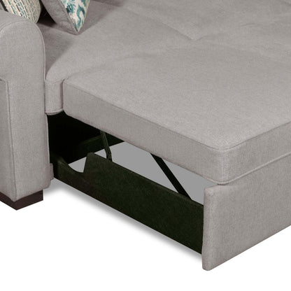 Scott Living Canapé-lit sectionnel Haven 2 pièces orienté vers la gauche en tissu chenille avec méridienne de rangement - Gris | Canapé-lit sectionnel de gauche Haven de Scott Living 2 pièces en tissu de chenille avec fauteuil long de rangement - gris