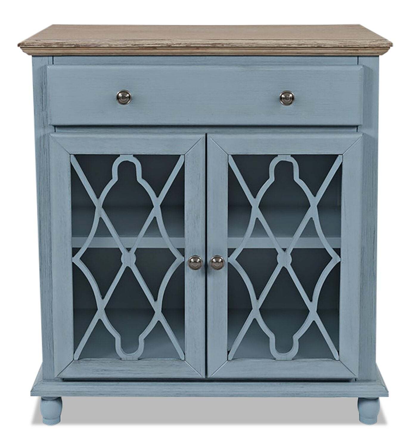 Armoire décorative Carmine 31 avec portes en verre - Bleu|Armoire décorative Carmine de 31 po avec portes en verre - bleue