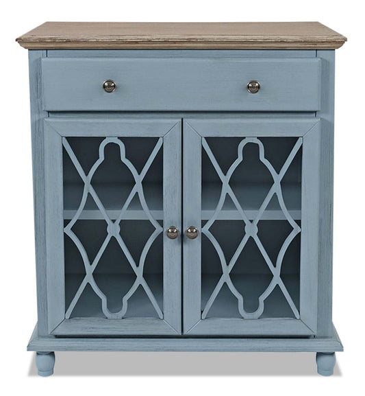 Armoire décorative Carmine 31 avec portes en verre - Bleu|Armoire décorative Carmine de 31 po avec portes en verre - bleue