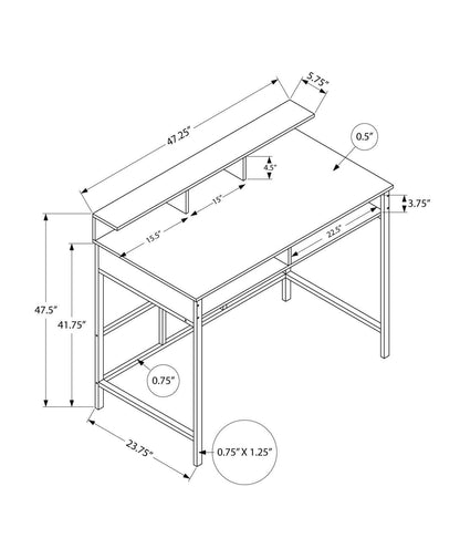 Bureau debout Melissa 47.25 avec compartiments - Noir|Bureau debout Melissa de 47,25 po à compartiments - noir