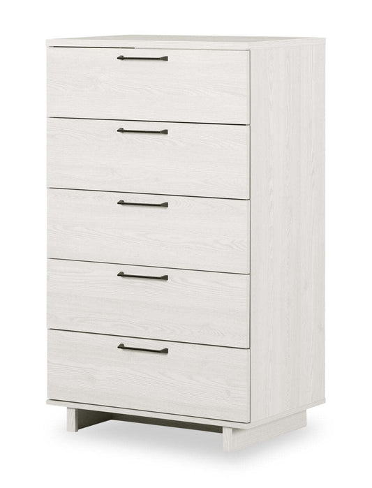 Commode de chambre à coucher à 5 tiroirs Everley, 29 W - Blanc | Commode verticale de chambre à coucher Everley de 29 po (L) à 5 tiroirs - blanche