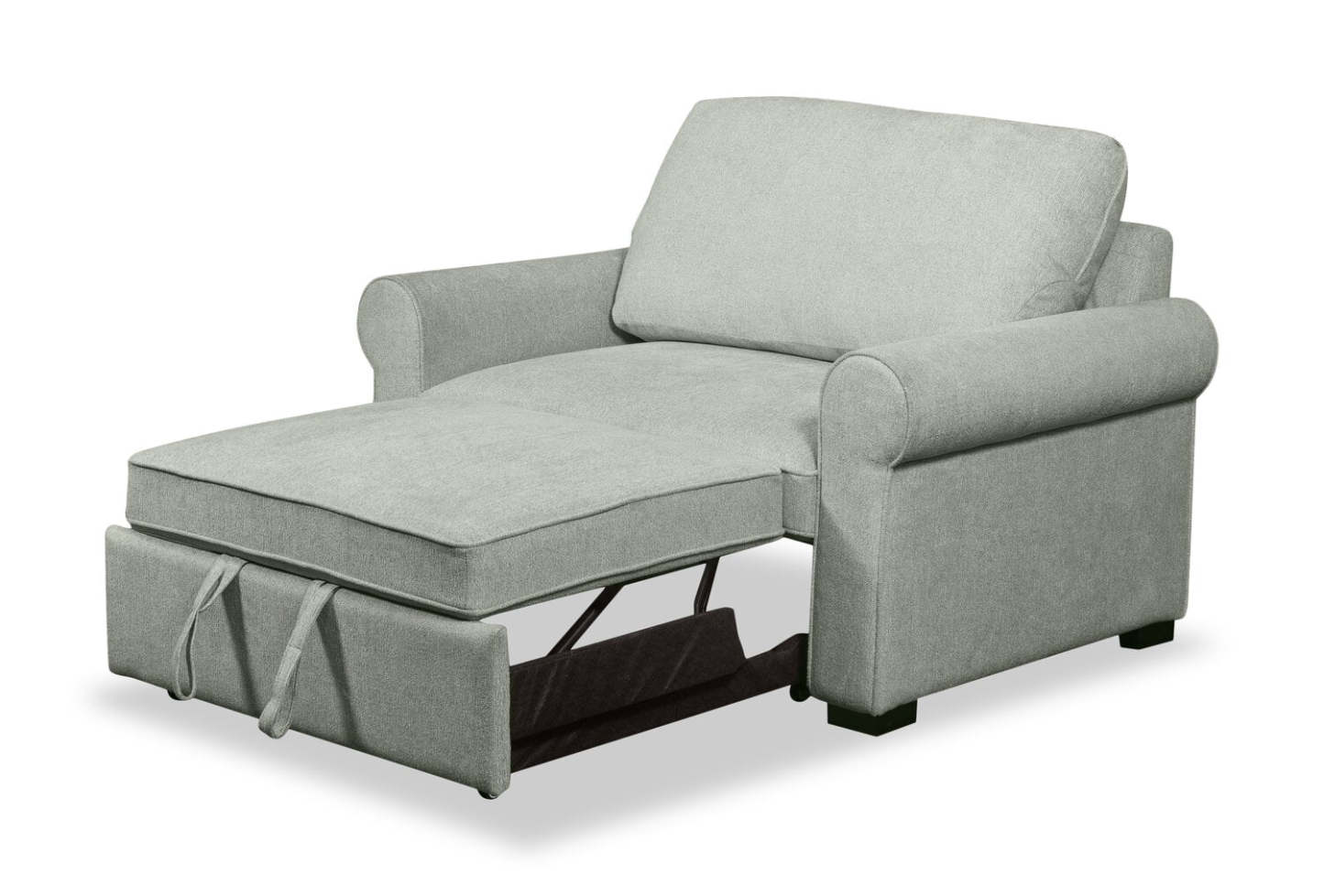 Scott Living Haven 55 Fauteuil-lit en tissu chenille avec pattes en bois - bleu écume de mer