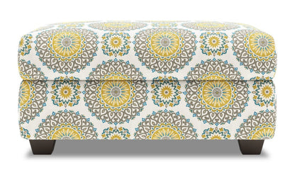 Fabriqué au Canada Pouf de rangement personnalisable The Trunk 39 en tissu - Jade multicolore | Pouf de rangement The Trunk de Sofa Lab de 39 po fabriqué au Canada en tissu - Jade multicolore | TRUN1140