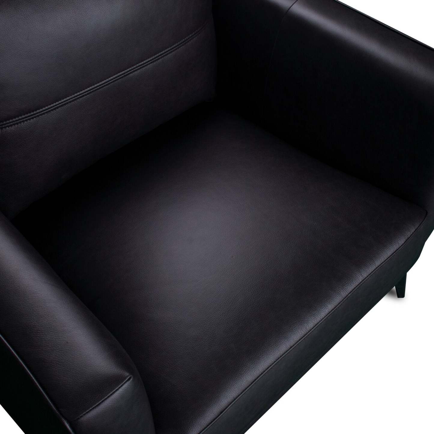 Chaise Melrose 36,5 en cuir véritable de première qualité avec pieds en métal - Noir | Fauteuil Melrose de 36,5 po en cuir de qualité supérieure avec pattes en métal véritable - noir