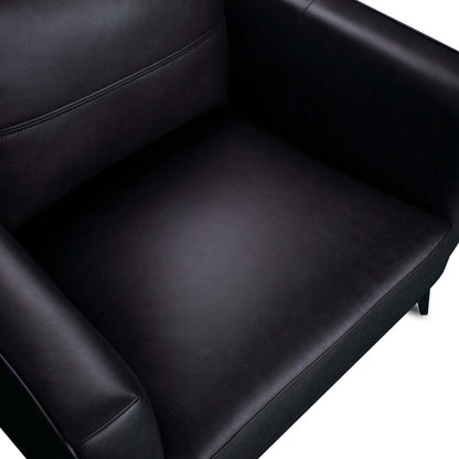 Chaise Melrose 36,5 en cuir véritable de première qualité avec pieds en métal - Noir | Fauteuil Melrose de 36,5 po en cuir de qualité supérieure avec pattes en métal véritable - noir