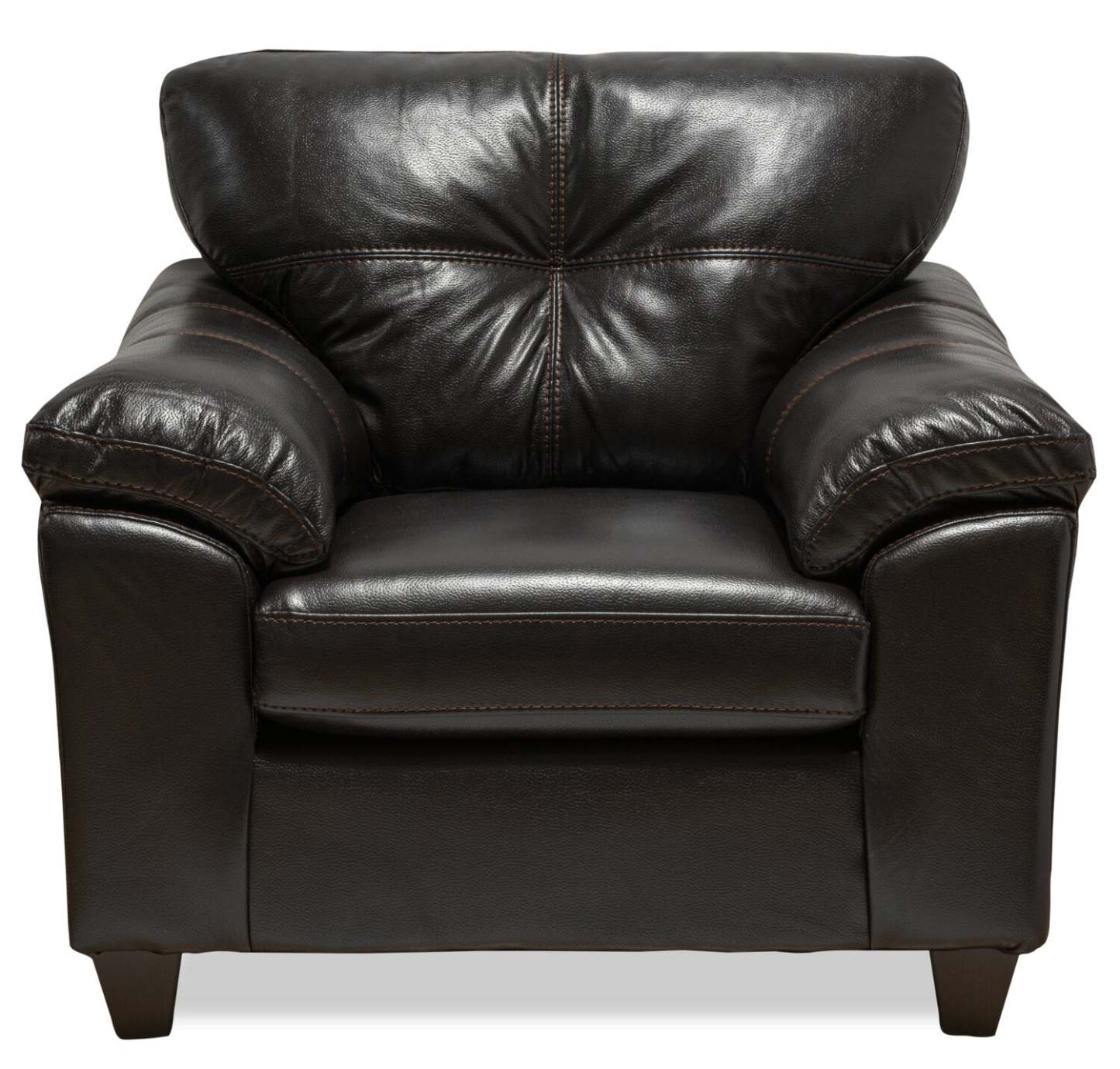 Fauteuil Addison de 42 po fabriqué au Canada en tissu d'apparence cuir avec coussin de siège amovible et capitonnage - noir mûre