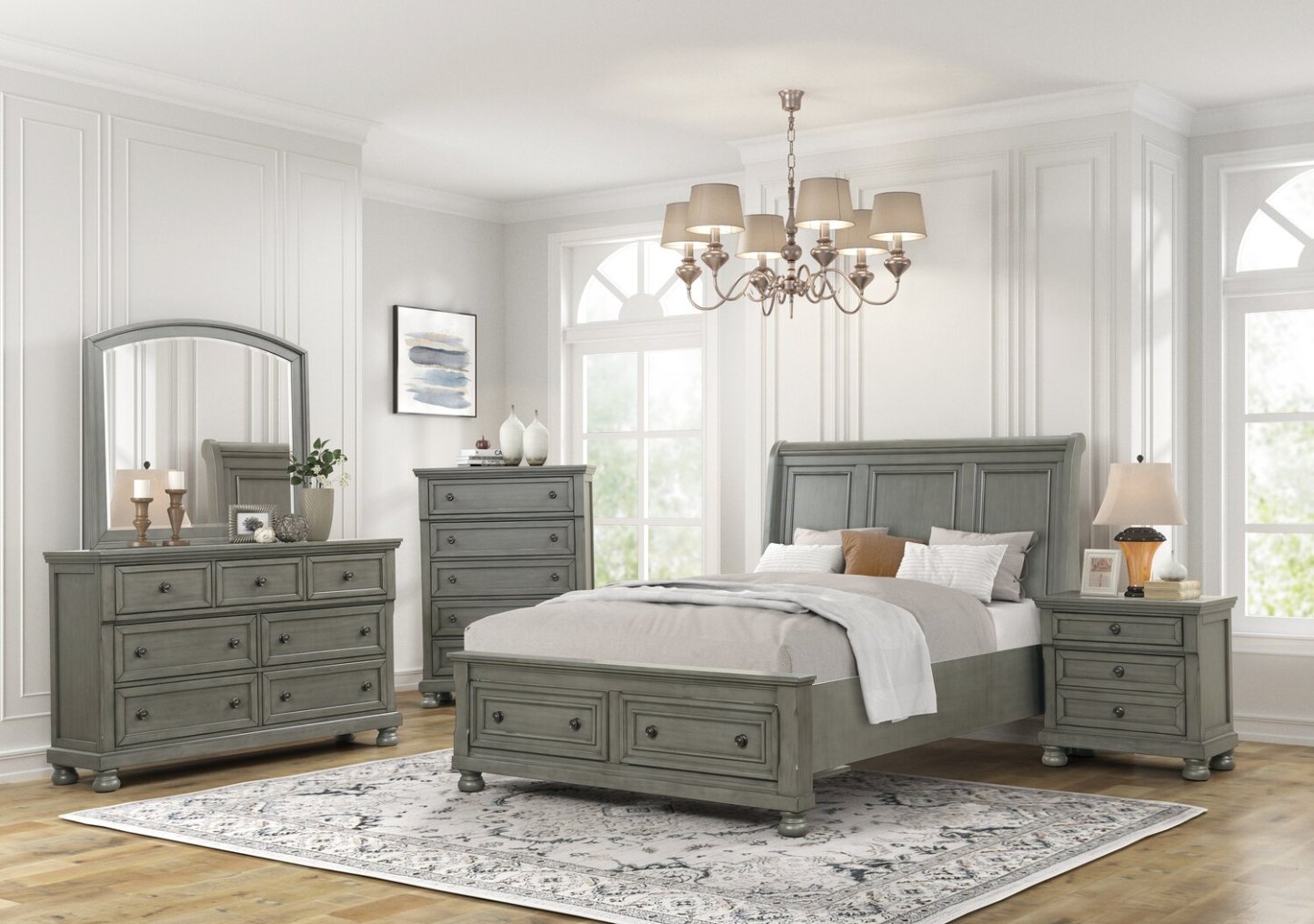 Miroir de commode de chambre à coucher Chelsea - Gris | Miroir de commode de chambre à coucher Chelsea - gris