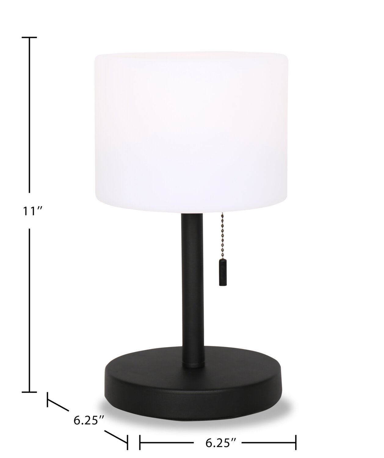 Solana 11" Modern Metal Acrylique Portable Indoor/Outdoor Table Lamp with USB Port - Noir | Lampe de table pour l'intérieur et pour l'extérieur moderne portable Solana de 11 po en métal et en acrylique avec port USB - noire