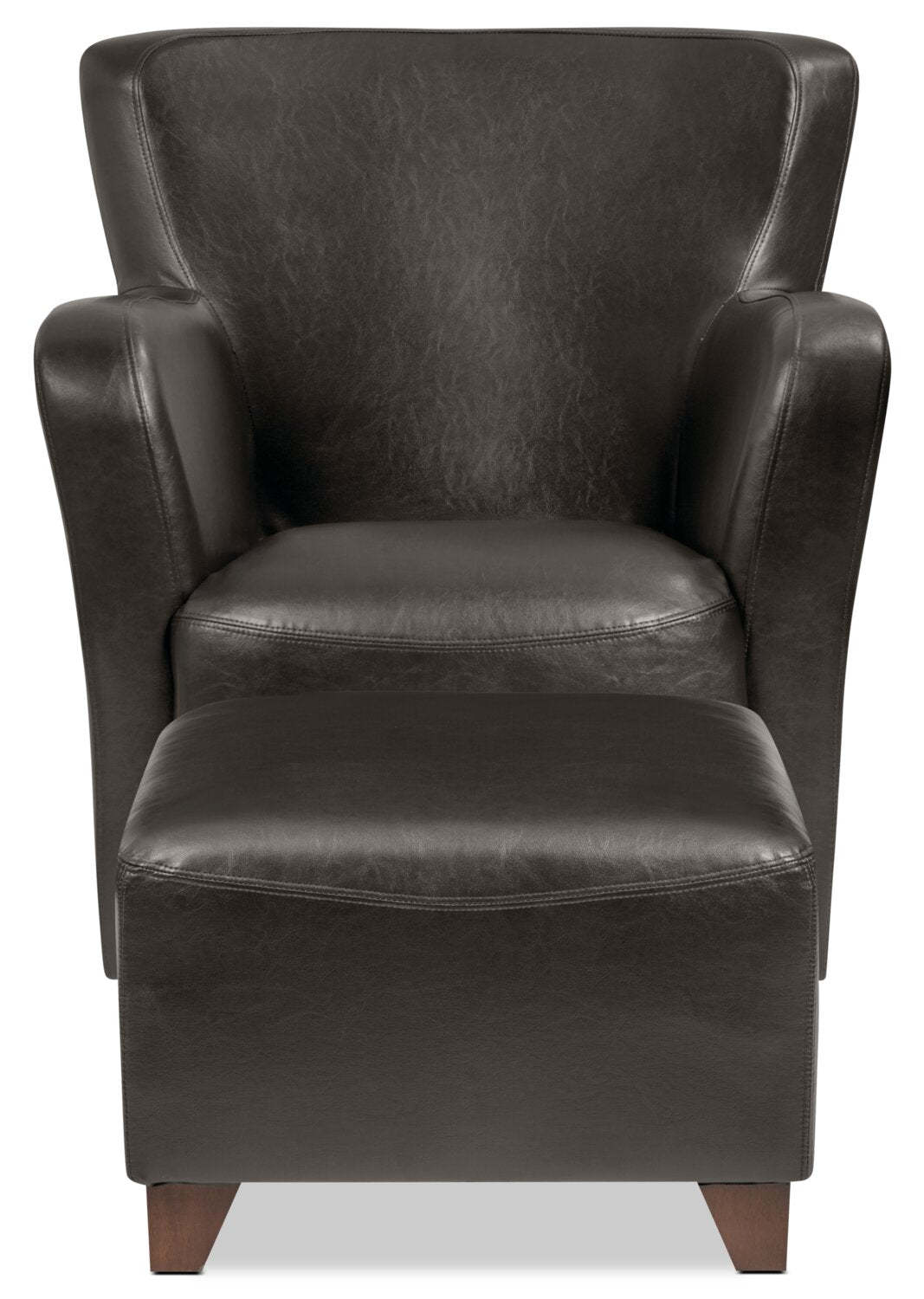Zello 29.92 Chaise d'appoint en similicuir avec pieds en bois - Brun | Fauteuil d'appoint Zello de 29,92 po en similicuir avec pattes en bois - brun