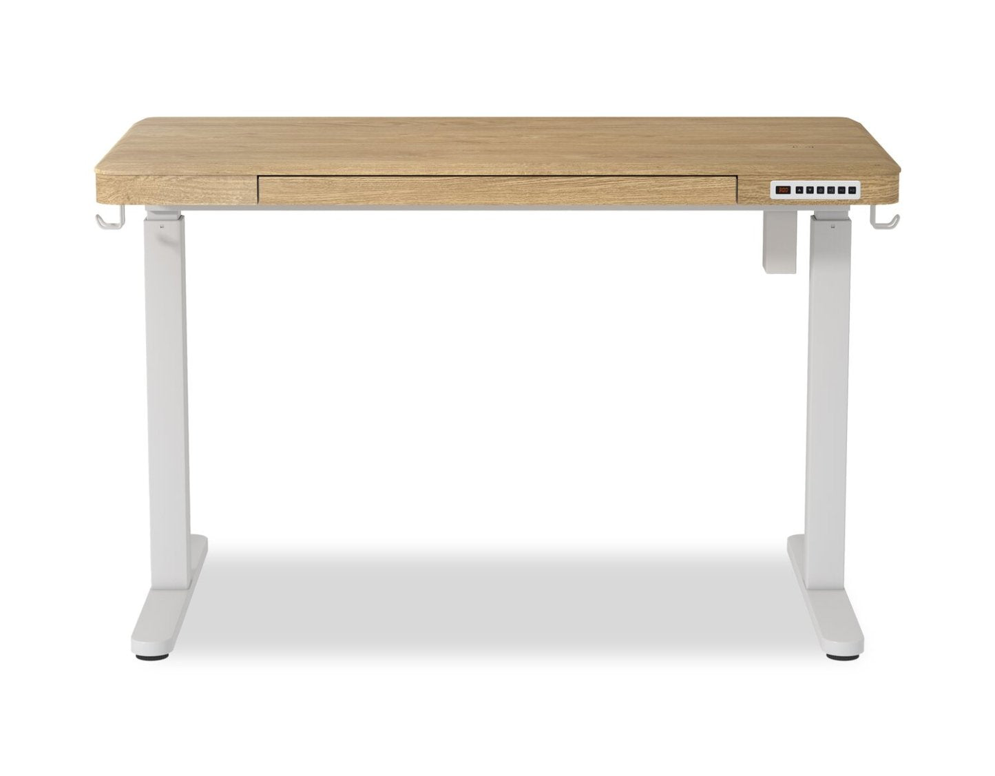Bureau Loft 47,24" à hauteur réglable avec rangement et recharge sans fil - Naturel | Bureau Loft de 47,24 po à hauteur réglable avec rangement et recharge sans fil - naturel