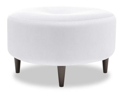 Pouf The Curve 31 de Sofa Lab, fabriqué au Canada, en tissu aspect lin - Pax Ice White | CURV3449