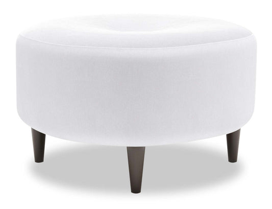 Pouf The Curve 31 de Sofa Lab, fabriqué au Canada, en tissu aspect lin - Pax Ice White | CURV3449