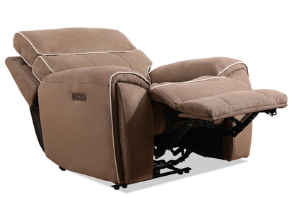Cindy Crawford Home Newport 43 Fauteuil à inclinaison électrique en suédine avec appuie-tête électrique - taupe