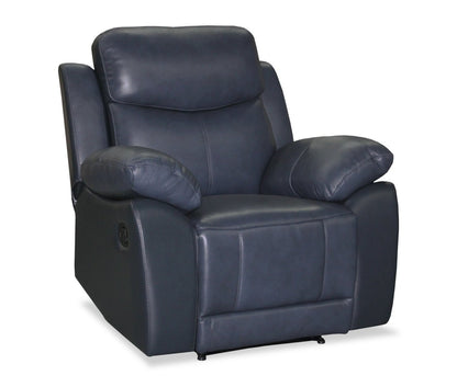 Fauteuil inclinable Corbin 40.16 en cuir véritable de première qualité - Bleu | Fauteuil inclinable Corbin de 40,16 po en cuir véritable de qualité supérieure - bleu