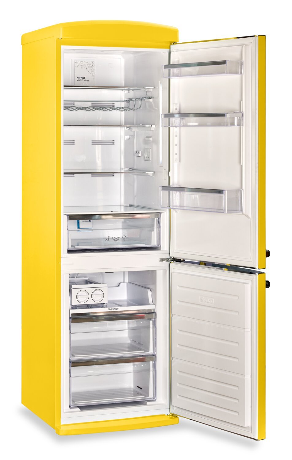 Réfrigérateur Classic Rétro par Unique de 24 po et de 12 pi3 à congélateur inférieur - jaune canari - UGP-340L Y AC | U340LYAC