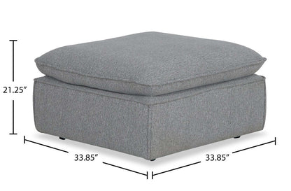 Farah 33,85 Ottomane en tissu chenille avec coussin en plumes - Argent | Pouf Farah de 33,85 po en tissu de chenille avec coussin en couette et plumes - argenté