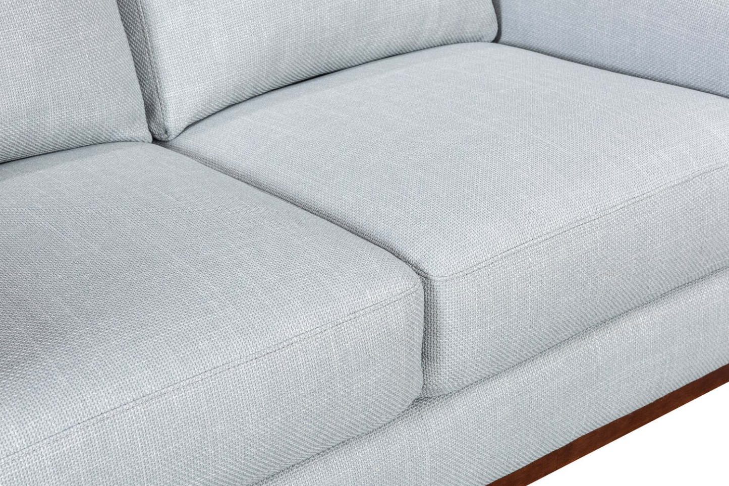 Sofa River de 87 po en tissu d’apparence lin avec base et pattes en bois - gris