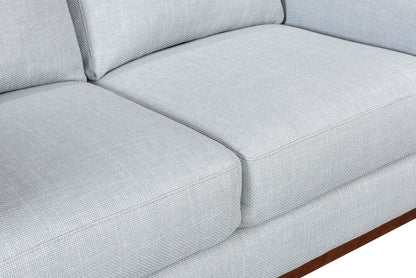 Sofa River de 87 po en tissu d’apparence lin avec base et pattes en bois - gris