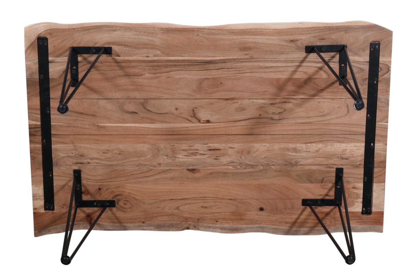 Table de salle à manger Miya avec Live Edge, bois d'acacia, métal, 60 W - Naturel | Table de salle à manger Miya de 60 po (L) en acacia et métal avec bordures Live Edge - naturel