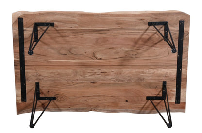 Table de salle à manger Miya avec Live Edge, bois d'acacia, métal, 60 W - Naturel | Table de salle à manger Miya de 60 po (L) en acacia et métal avec bordures Live Edge - naturel