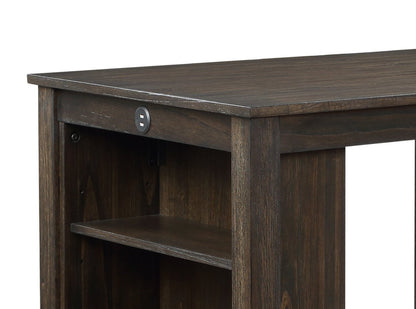 Lane 3pc Counter-Height Dining Set with Table & 2 Chairs, Built-in Shelves & USB, 36.5W - Brown | Ensemble de salle à manger Lane 3 pièces de hauteur comptoir avec table de 36,5 po (L), tablettes et port USB intégrées, et 2 chaises - brun