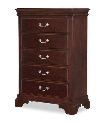 Commode de chambre à coucher Marco, 5 tiroirs, 32 L x 48 H - Marron Cerise | Commode verticale Marco de 32 po (l) x 48 po (H) à 5 tiroirs pour la chambre à coucher - brun cerisier
