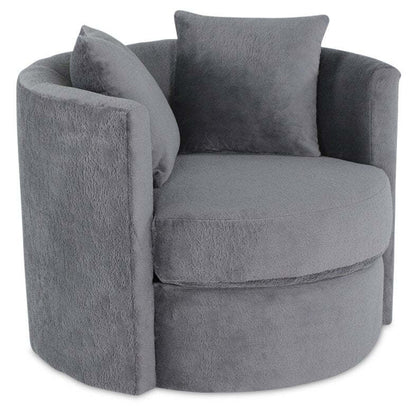 Made in Canada Petite 36 Chenille Fabric Swivel Cuddler Accent Chair - Plush Thunder Grey | Fauteuil d’appoint pivotant Cuddler Petite de 36 po fabriqué au Canada en tissu de chenille - gris Plush Thunder