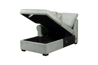 Scott Living Haven 3-Piece Right-Facing Chenille Fabric Cuddler Sleeper Sectional with Storage - Seafoam Blue | Canapé-lit sectionnel enveloppant de droite Haven de Scott Living 3 pièces en tissu de chenille avec rangement - écume de mer