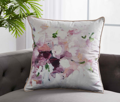 Coussin décoratif motif floral abstrait - violet | Oreiller d’accent floral abstrait - Violet | FL1361DP