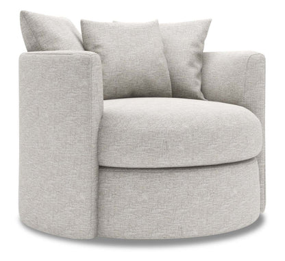 Fauteuil d’appoint pivotant Nest de Sofa Lab de 41 po fabriqué au Canada en tissu de chenille - argenté Luxury Silver | NEST2793