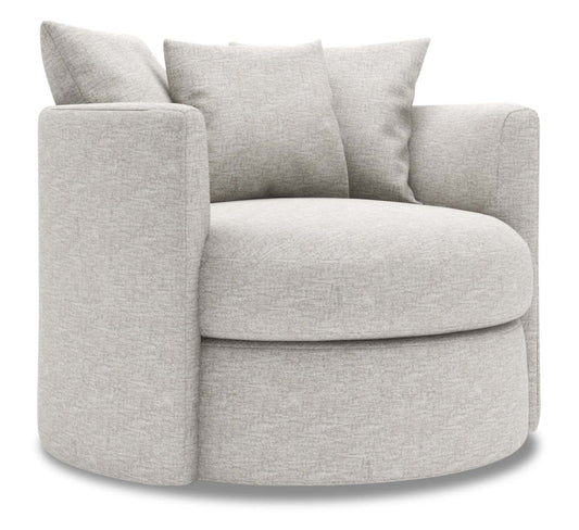 Fauteuil d’appoint pivotant Nest de Sofa Lab de 41 po fabriqué au Canada en tissu de chenille - argenté Luxury Silver | NEST2793