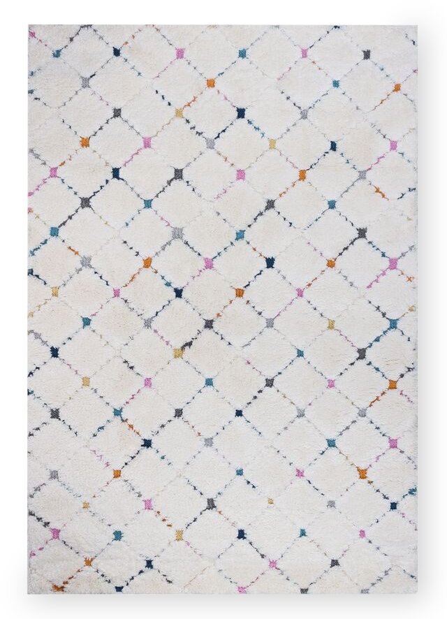 Tapis marocain à poils longs multicolore Robin - 6'7 x 9'6 | Tapis à poils long Robin multicolore à motif marocain - 6 pi 7 po x 9 pi 6 po