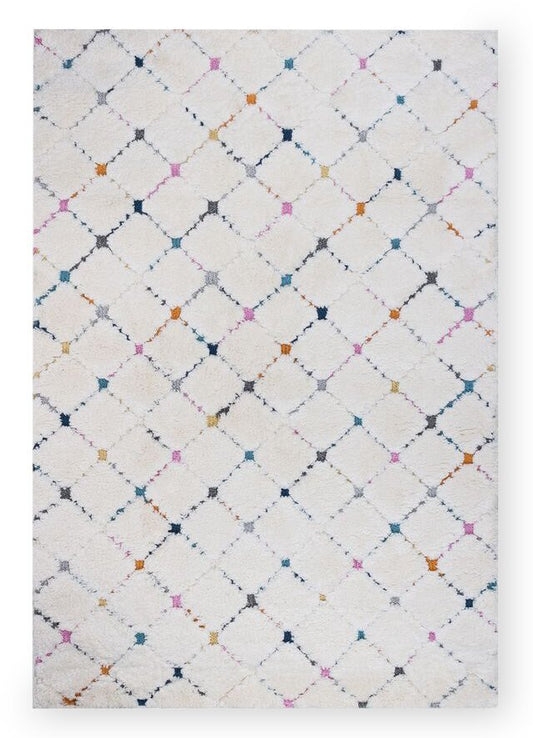 Tapis marocain à poils longs multicolore Robin - 6'7 x 9'6 | Tapis à poils long Robin multicolore à motif marocain - 6 pi 7 po x 9 pi 6 po