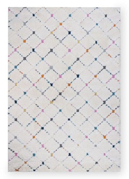 Tapis marocain à poils longs multicolore Robin - 7'11 x 10'10 | Tapis à poils long Robin multicolore à motif marocain - 7 pi 11 po x 10 pi 10 po