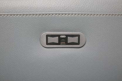 Sofa sectionnel à inclinaison électrique Geneva 3 pièces en cuir véritable avec appuie-têtes électriques et port USB - bleu piscine