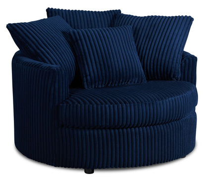 Fauteuil d'appoint Cuddler Grande de 48 po fabriqué au Canada en tissu chenille - bleu Groove Midnight