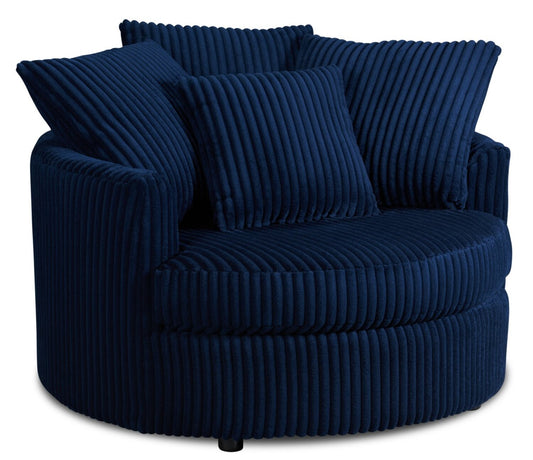Fauteuil d'appoint Cuddler Grande de 48 po fabriqué au Canada en tissu chenille - bleu Groove Midnight