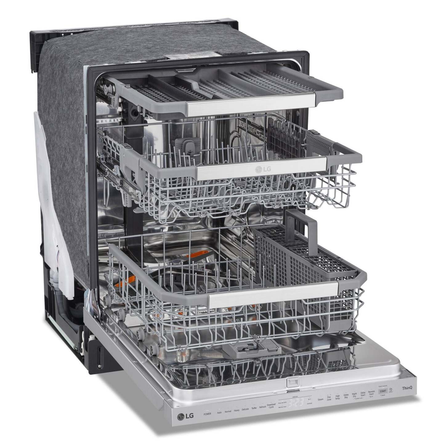 Lave-vaisselle intelligent encastré LG à 44 dBA de 24 po avec commandes sur le dessus et QuadWashMC Pro - Acier inoxydable résistant aux traces…