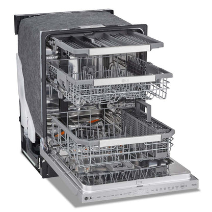 Lave-vaisselle intelligent encastré LG à 44 dBA de 24 po avec commandes sur le dessus et QuadWashMC Pro - Acier inoxydable résistant aux traces…