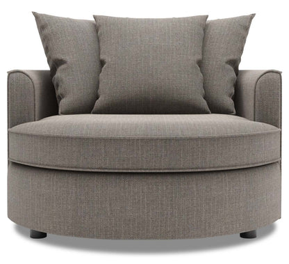 Fauteuil d’appoint enveloppant Sofa Lab personnalisable de 48 po fabriqué au Canada en tissu d’apparence lin - gris Luna Smoke | CUDD2391