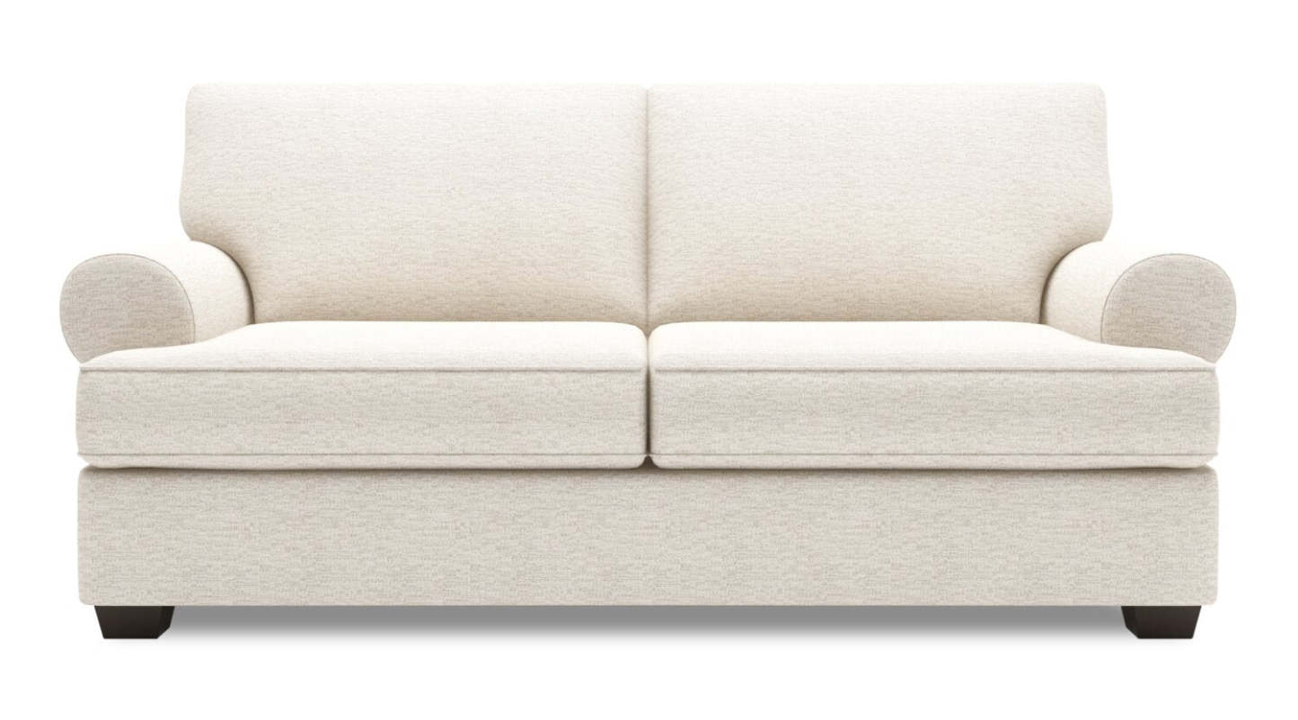 Fabriqué au Canada Canapé Personnalisable Roll 76 Tissu Chenille Taille Condo Canapé avec Accoudoirs Roulés - Beige Sable de Luxe | Canapé Roll de Sofa Lab de 76 po de format condo fabriqué au Canada en tissu de chenille - beige Sable de Luxe | RO093093