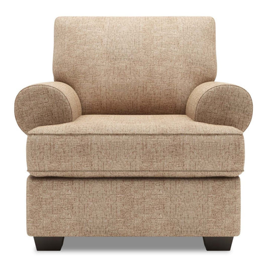 Fauteuil Roll de Sofa Lab de 42 po fabriqué au Canada en tissu de chenille avec accoudoirs enroulés - taupe Luxury Taupe | RO302893