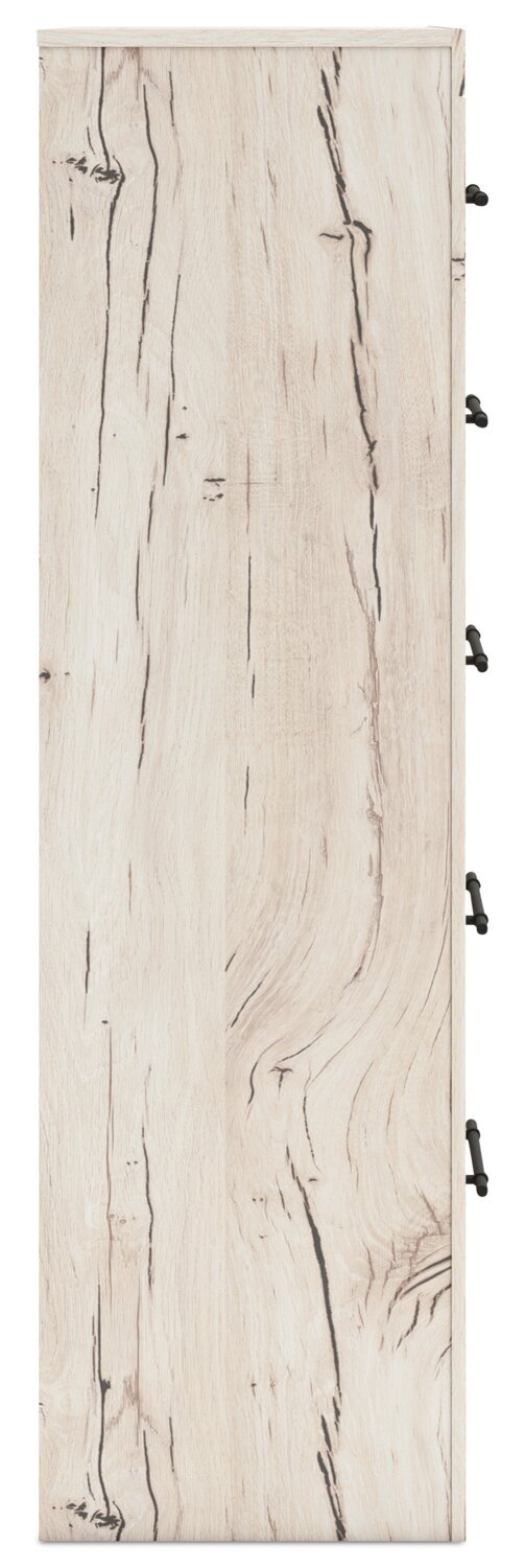Commode de chambre à coucher Derekson, 5 tiroirs, 31,7 L x 53,9 H - Blanc rustique | Commode verticale de chambre à coucher Derekson de 31,7 po (L) x 53,9 po (H) à 5 tiroirs - blanc rustique